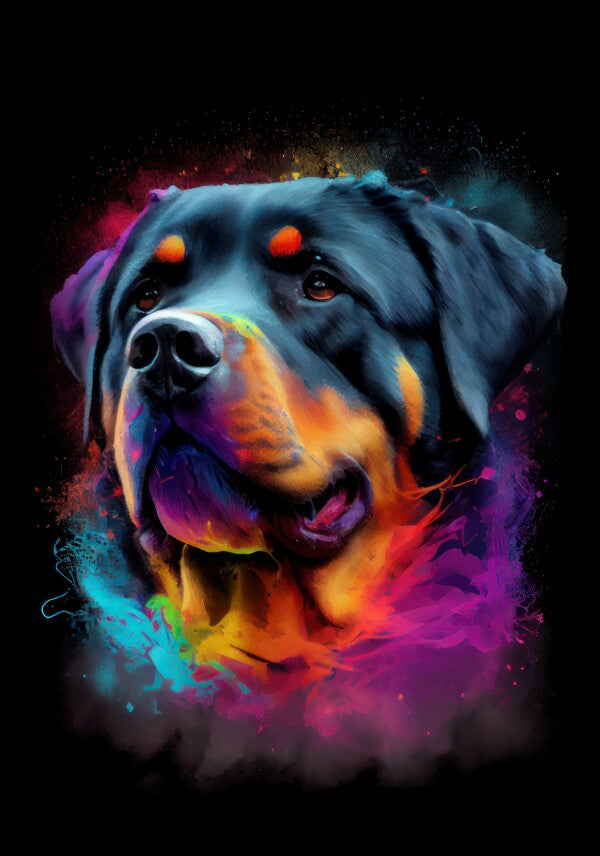 Rottweiler Stella - Hunde Wandbild - Poster mit 275 g/m2 seidenmatt ohne Rahmen - Dogs Art Hundebild ColorWorld im Hochformat - Hundeportrait-Kunstdruck in Museumsqualität