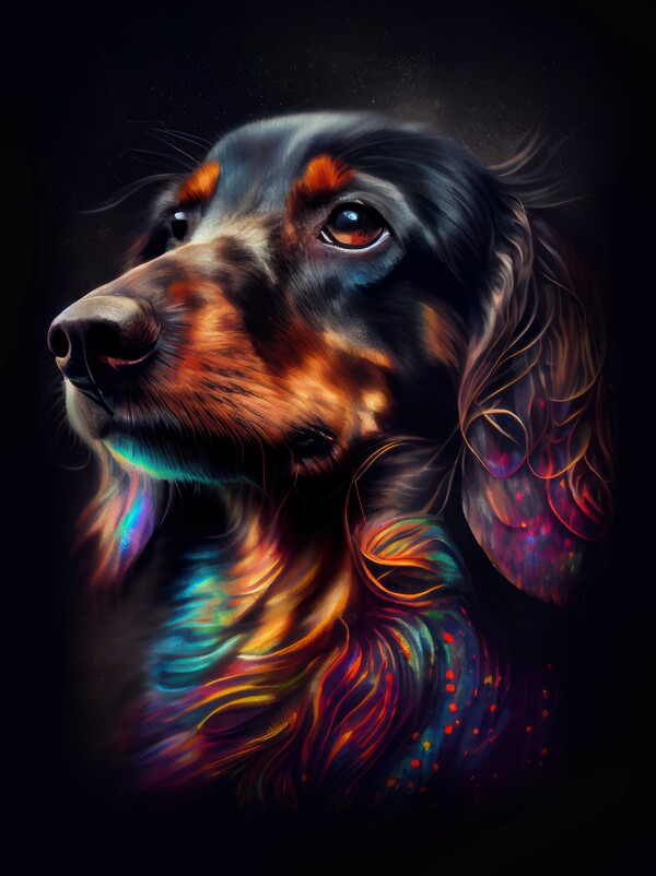 Dackel Zoe - Hunde Wandbild - Poster mit 275 g/m2 seidenmatt ohne Rahmen - Dogs Art Hundebild ColorWorld im Hochformat - Hundeportrait-Kunstdruck in Museumsqualität