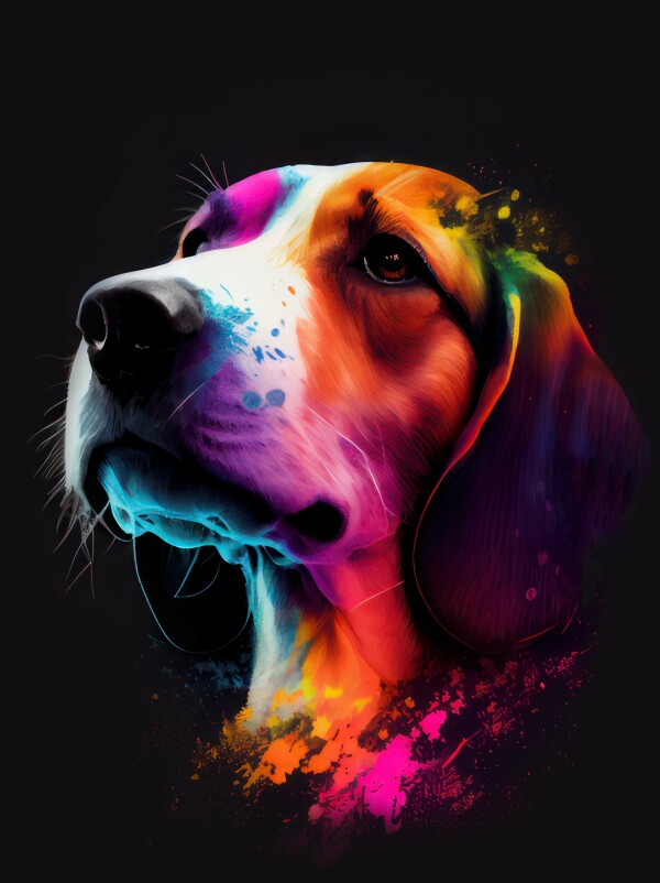 Beagle Amy - Hunde Wandbild - Poster mit 275 g/m2 seidenmatt ohne Rahmen - Dogs Art Hundebild ColorWorld im Hochformat - Hundeportrait-Kunstdruck in Museumsqualität