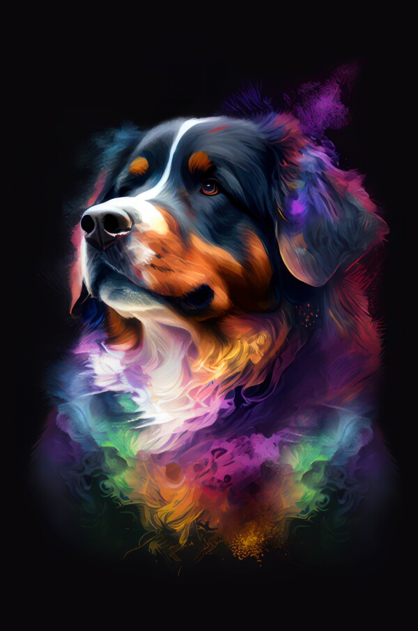 Berner Sennenhund Tucker - Hunde Wandbild - Poster mit 275 g/m2 seidenmatt ohne Rahmen - Dogs Art Hundebild ColorWorld im Hochformat - Hundeportrait-Kunstdruck in Museumsqualität