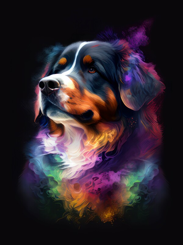 Berner Sennenhund Tucker - Hunde Wandbild - Poster mit 275 g/m2 seidenmatt ohne Rahmen - Dogs Art Hundebild ColorWorld im Hochformat - Hundeportrait-Kunstdruck in Museumsqualität