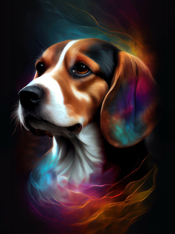 Beagle Nala - Hunde Wandbild - Poster mit 275 g/m2 seidenmatt ohne Rahmen - Dogs Art Hundebild ColorWorld im Hochformat - Hundeportrait-Kunstdruck in Museumsqualität
