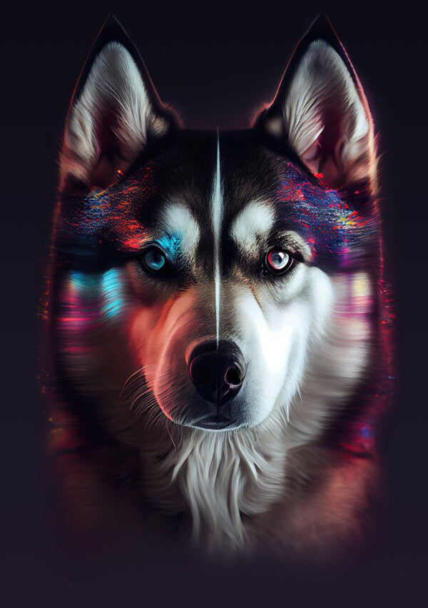 Husky Elli - Hunde Wandbild - Poster mit 275 g/m2 seidenmatt ohne Rahmen - Dogs Art Hundebild ColorWorld im Hochformat - Hundeportrait-Kunstdruck in Museumsqualität