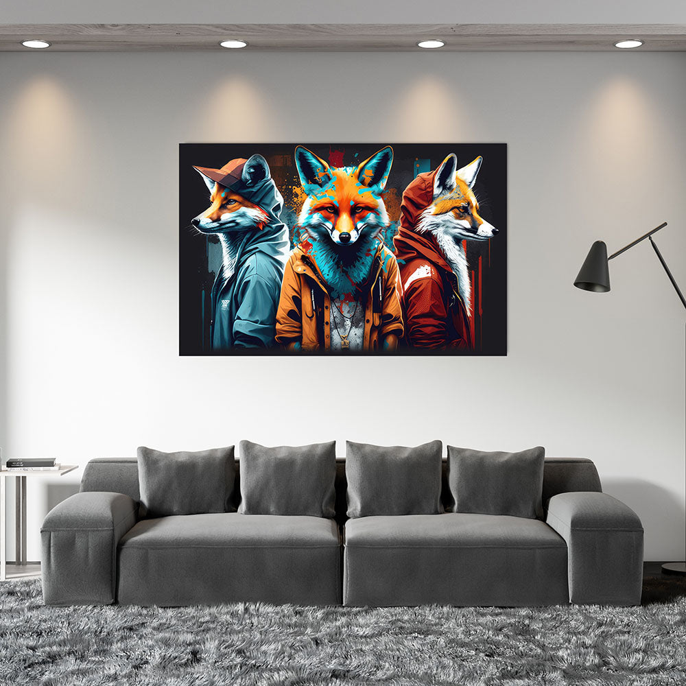 Leinwand Bild Füchse Cool