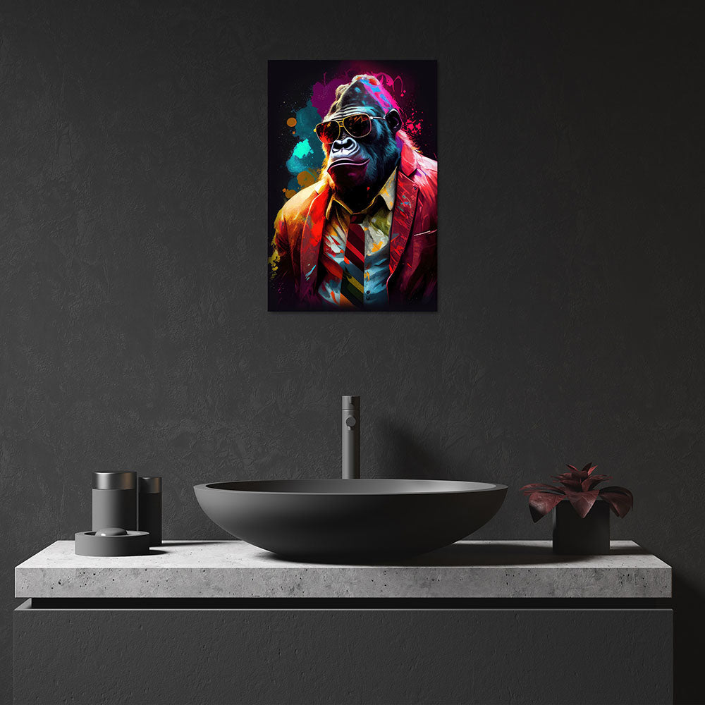 Wandbild Gorilla bunt cool