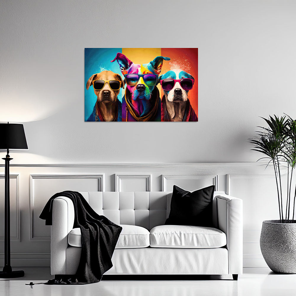 Wandbild Hunde Bunt Sonnenbrillen