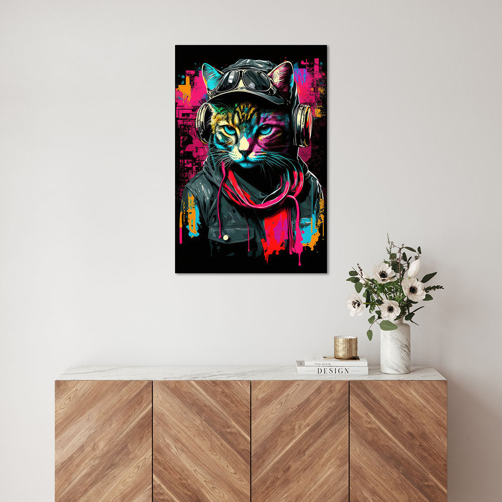 Leinwand Bild Katze bunt cool