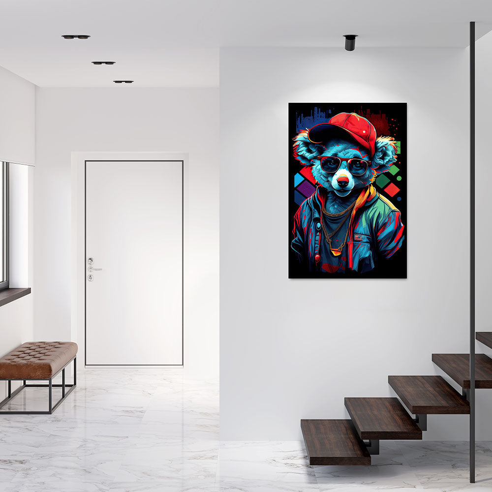 Wandbild Koala Bunt Cool Brille