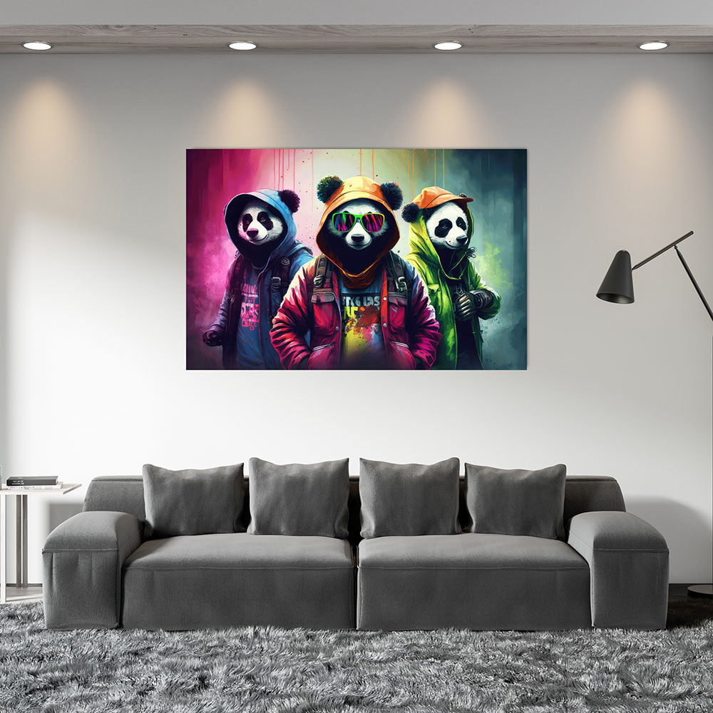 Wandbild Panda Bunt Cool