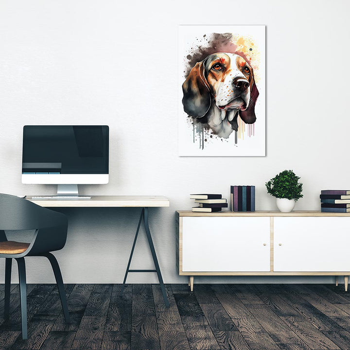 Leinwand Bild Beagle Hund Wasserfarben Aquarell
