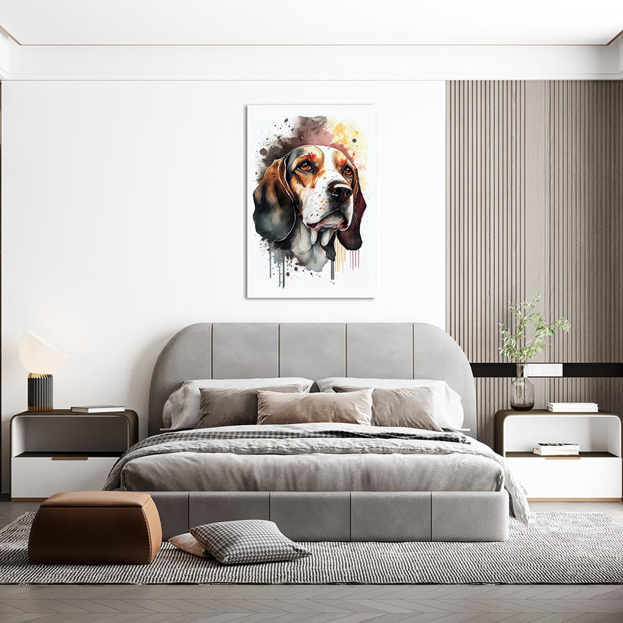 Wandbild Beagle Hund Wasserfarben Aquarell
