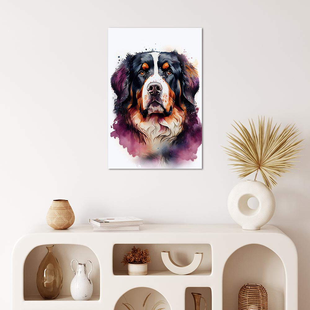 Leinwand Bild Berner Sennenhund Aquarell Wasserfarben