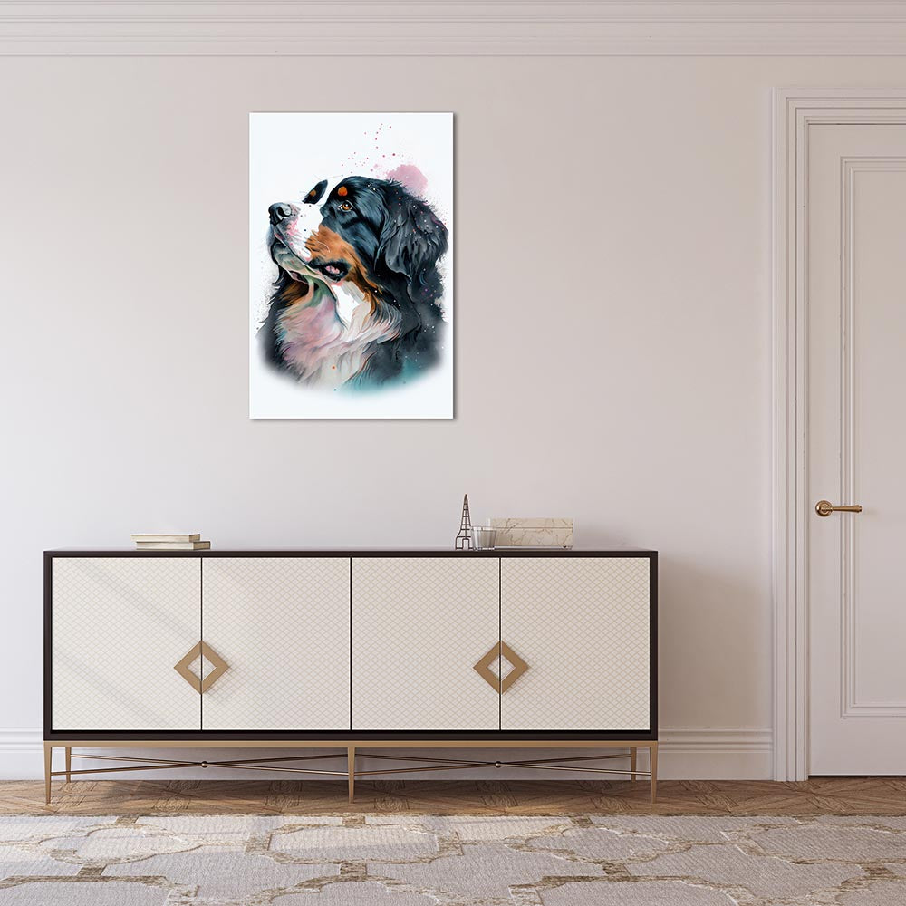 Wandbild Berner Sennenhund Wasserfarben Aquarell
