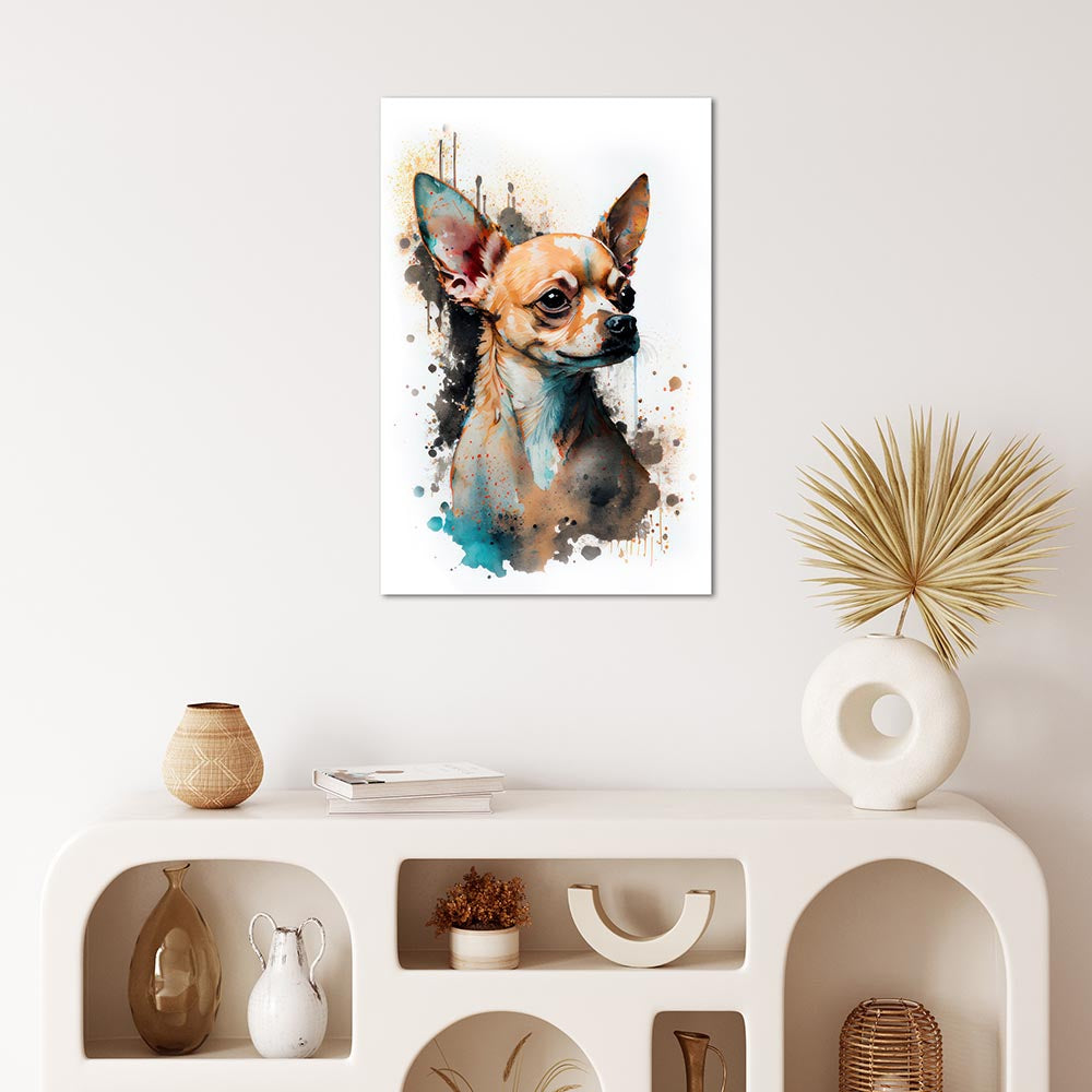 Wandbild Chihuahua Hund Wasserfarben Aquarell