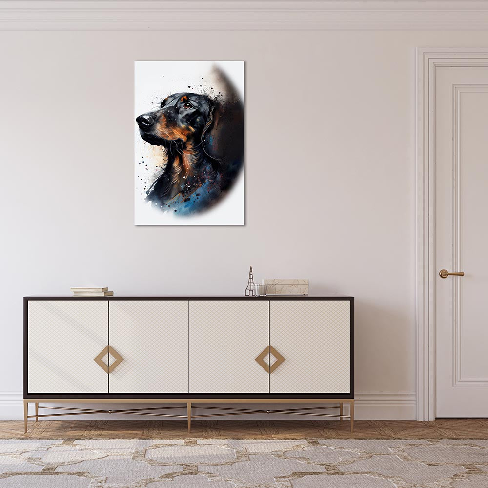Wandbild Hund Dackel Aquarell Wasserfarben
