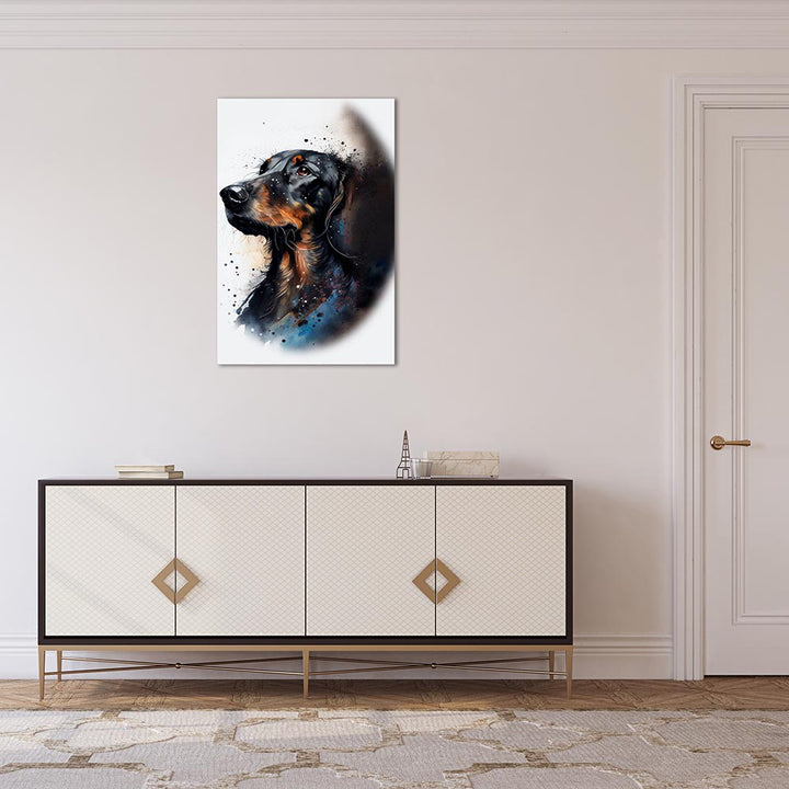 Wandbild Hund Dackel Aquarell Wasserfarben