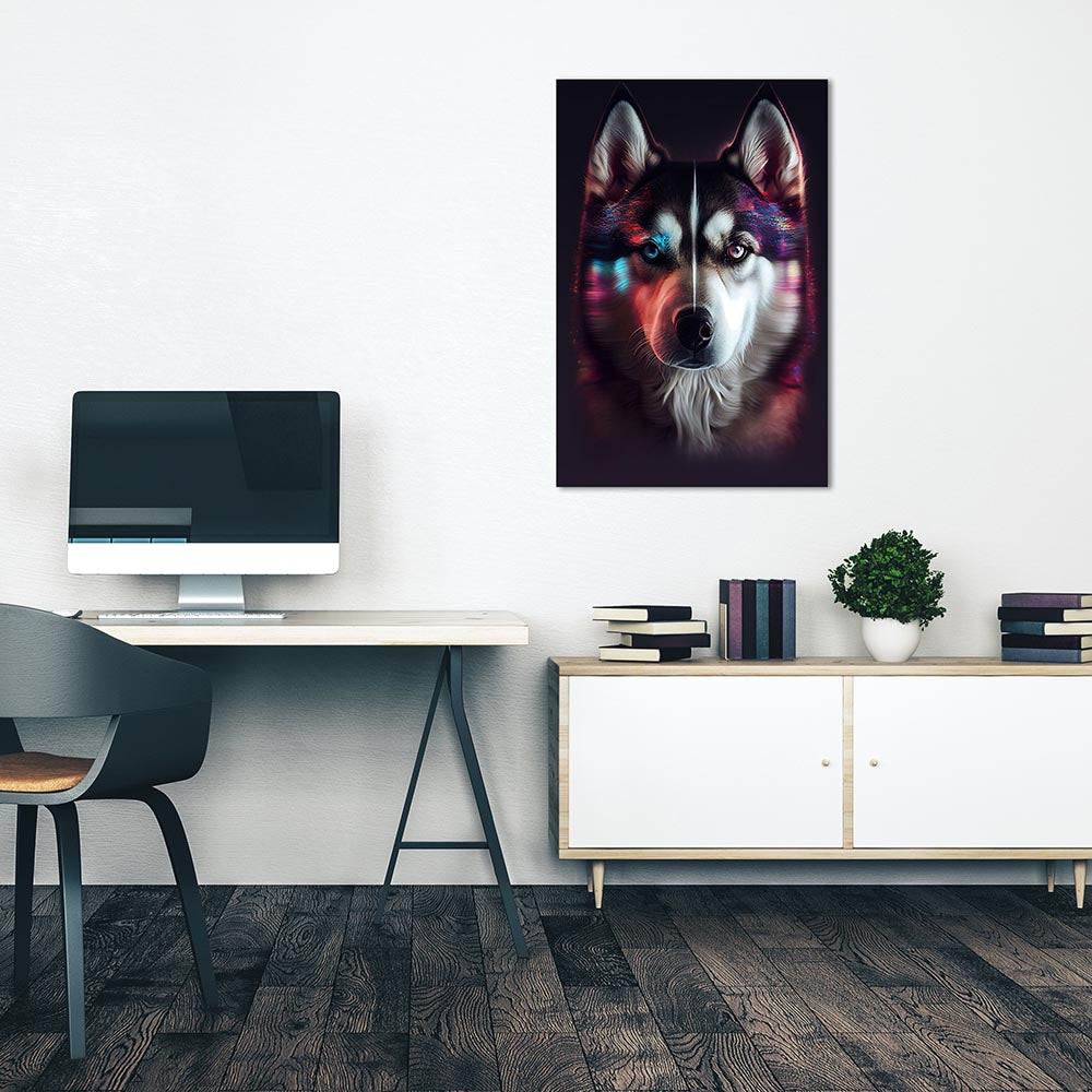 Wandbild Hund Husky Bunt