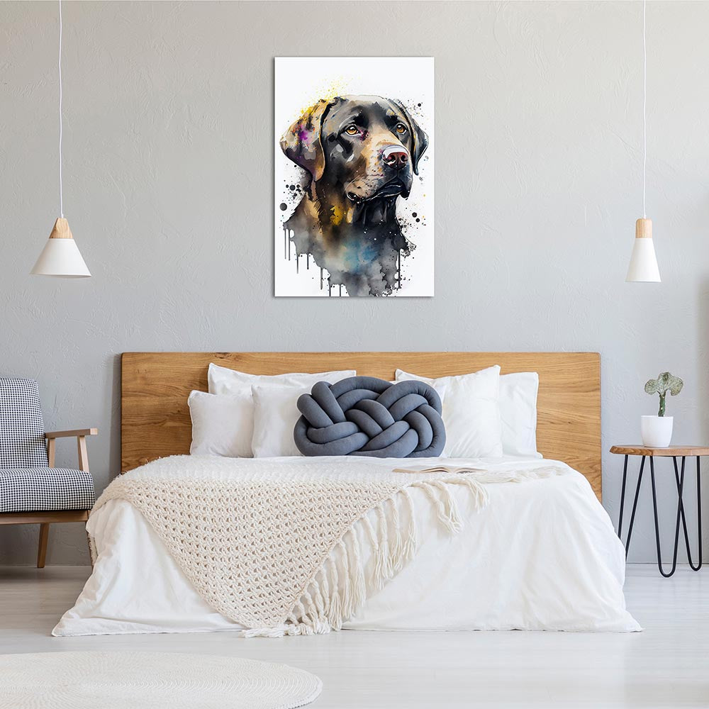 Leinwand Bild Labrador Hund Wasserfarben Aquarell
