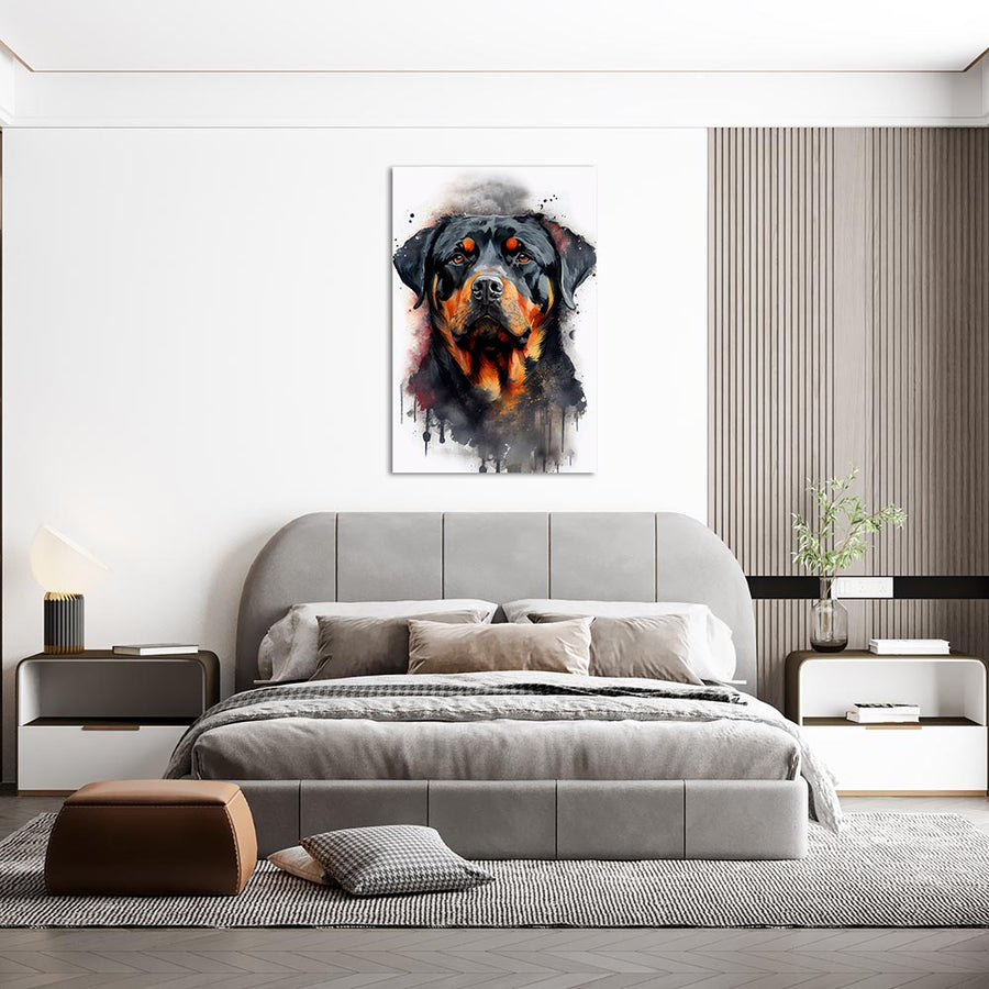 Wandbild Rottweiler Hund Wasserfarben Aquarell