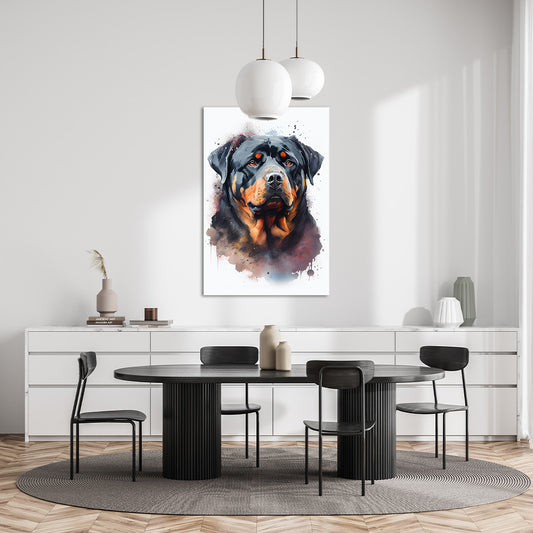 Wandbild Hund Rottweiler Wasserfarben Aquarell