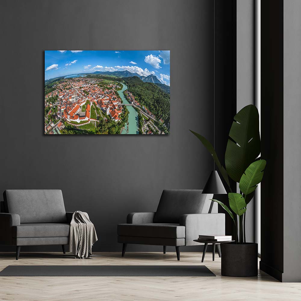 Wandbild Panorama Füssen mit historischer Altstadt