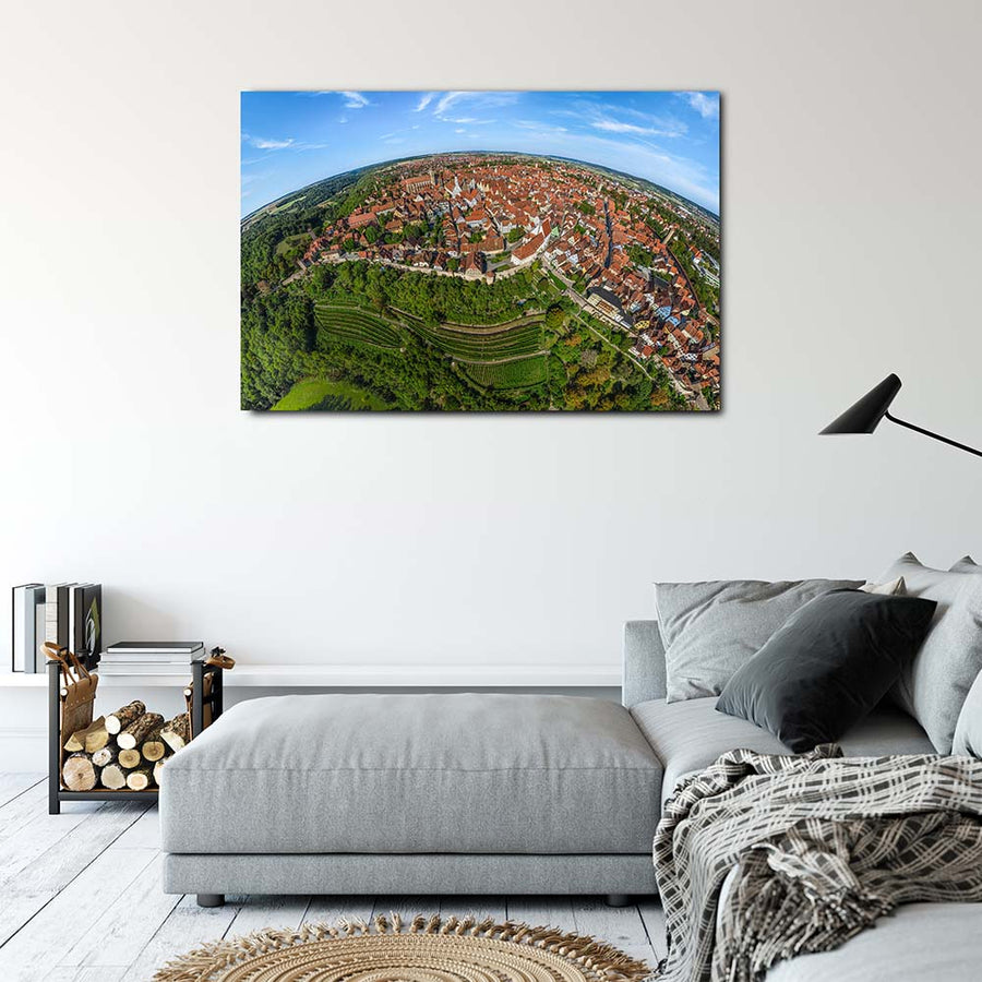 Leinwand Panorama Rothenburg mit historischer Stadtmauer