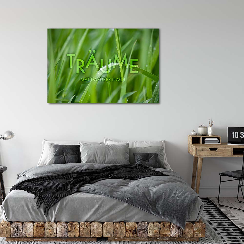 Wandbild Bildmotiv grün Spruch Träumen