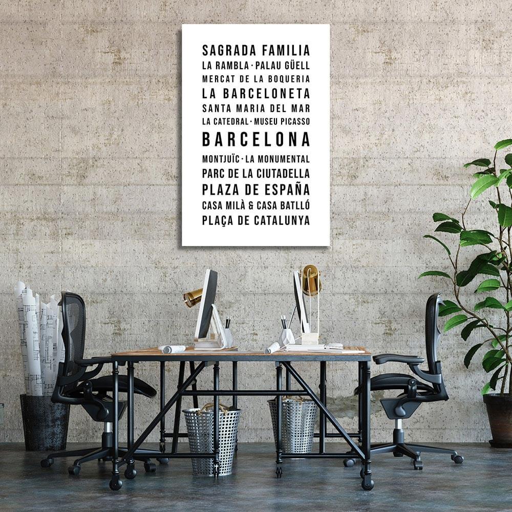 Barcelona Typografie Wandbild Leinwand Weiss Neutral  Mockup