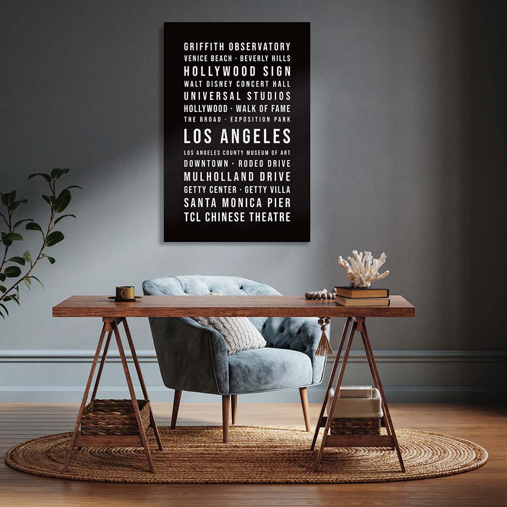 Los Angeles  Typografie Wandbild Leinwand Schwarzgrau Neutral 