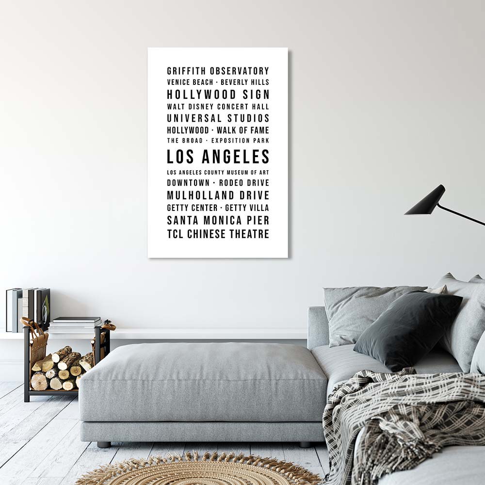 Los Angeles Typografie Wandbild Leinwand Weiss Neutral 