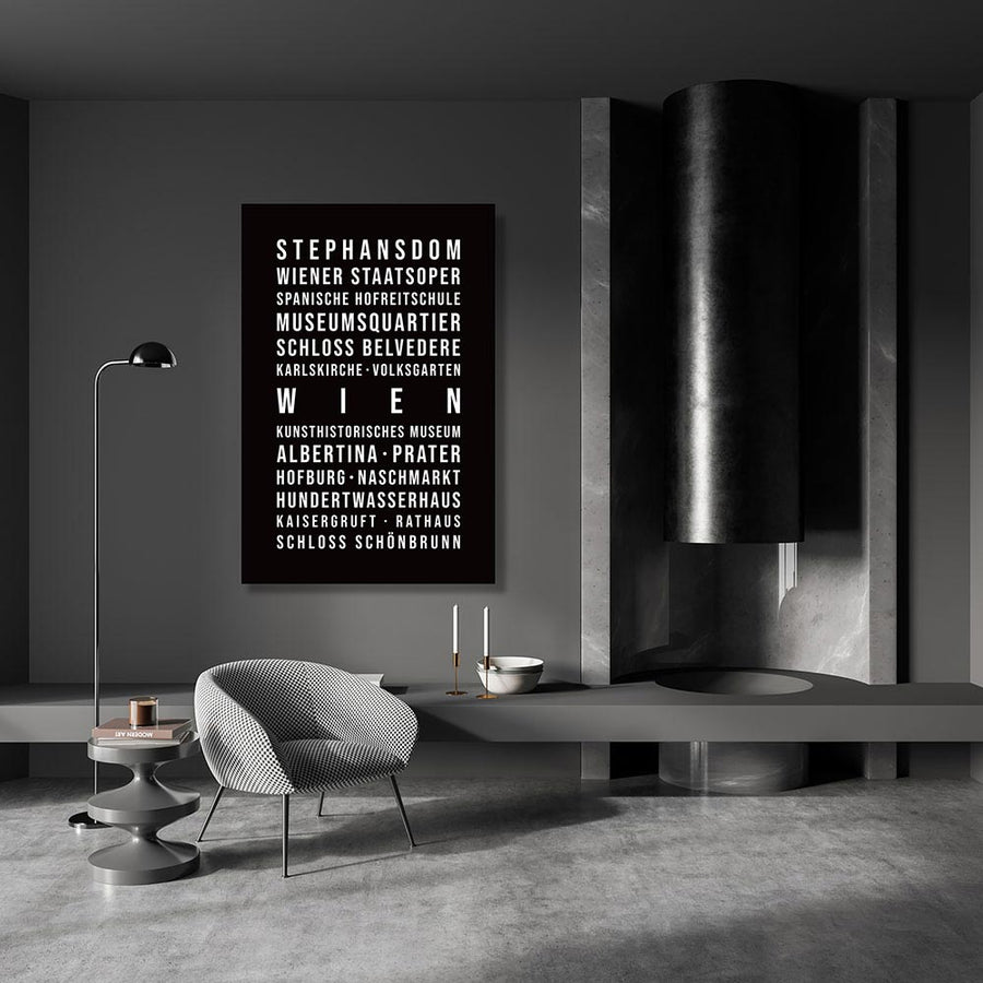 Wien Typografie Wandbild Leinwand