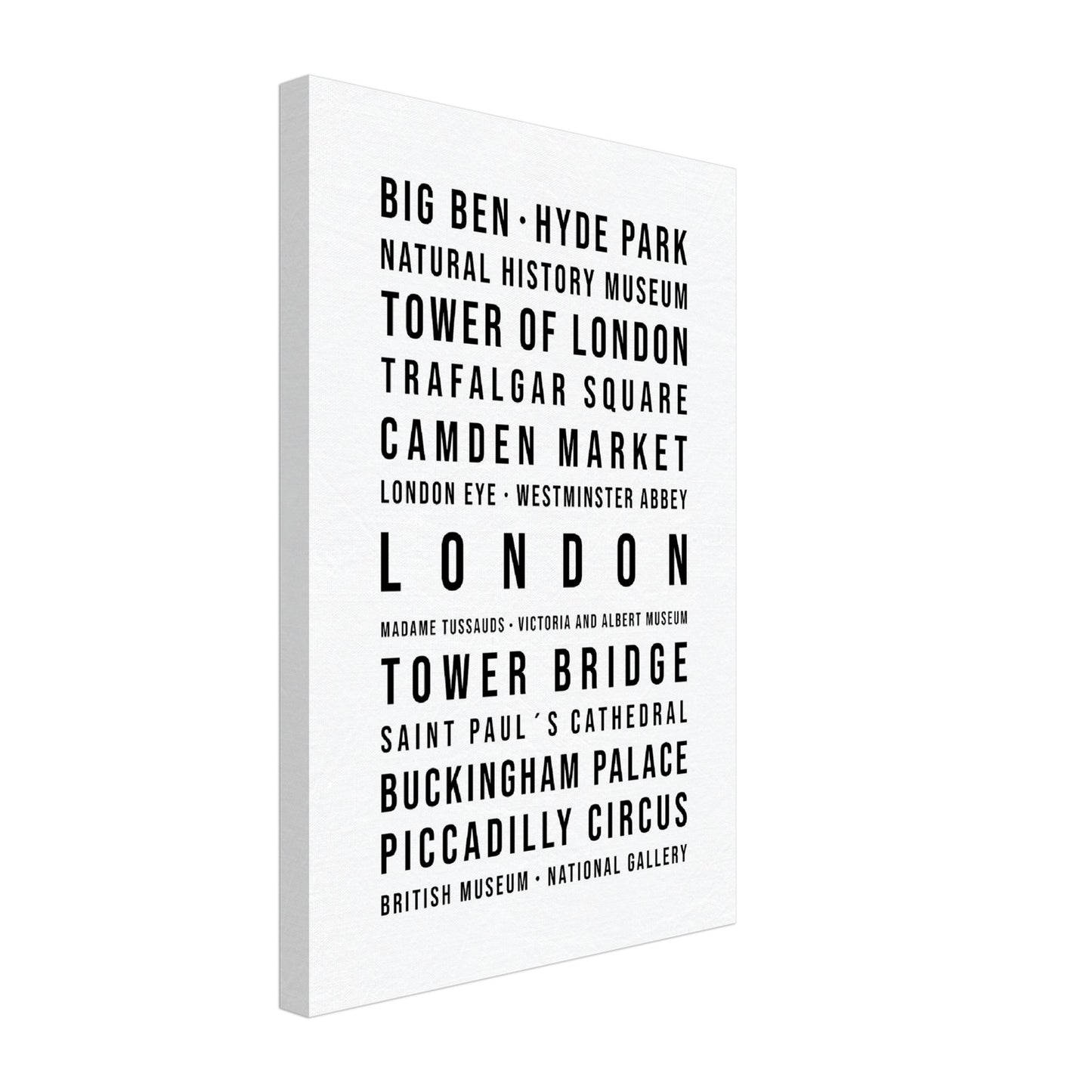 London - Typografie-Wandbild - Leinwand Weiss Neutral