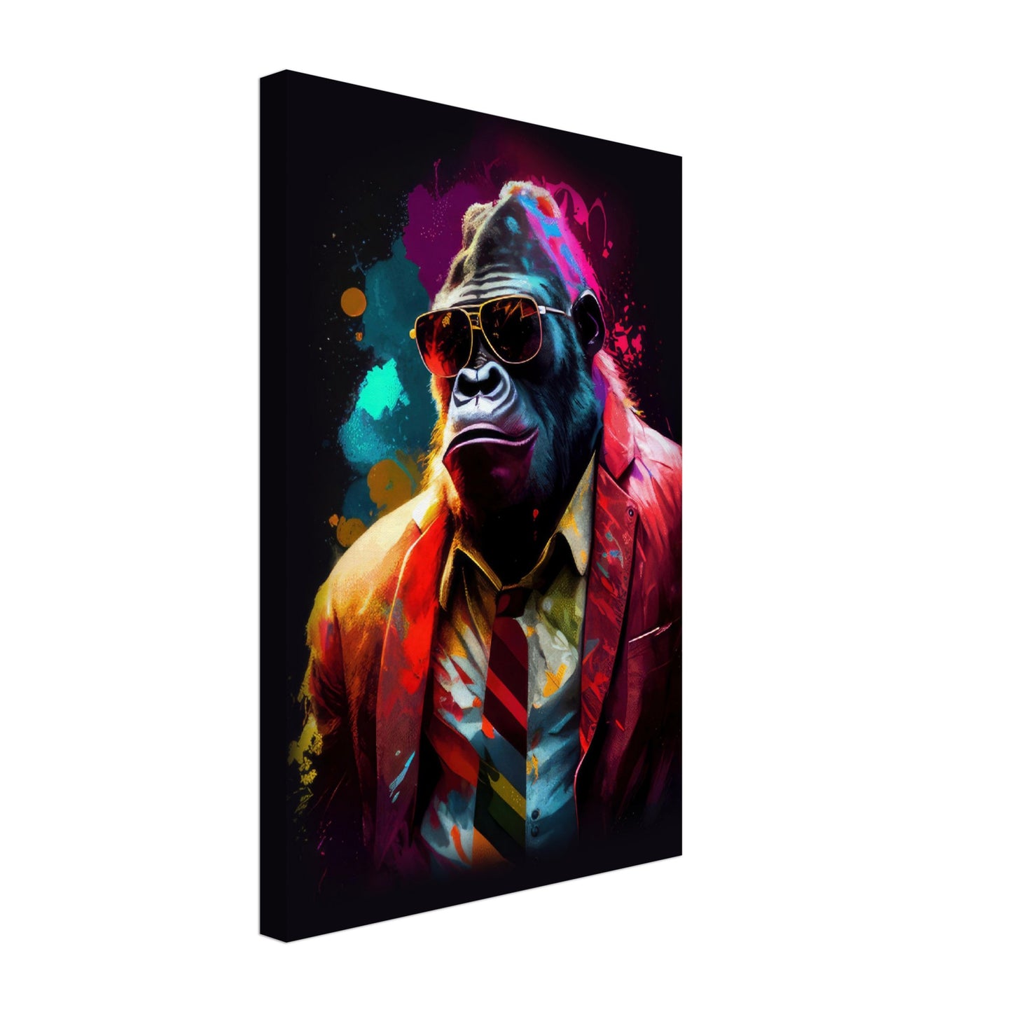 Gorilla Groove - Gorilla Wandbild - Crazy Wildlife Leinwand ColorWorld im Hochformat - Coole Tiere & Animals Kunstdruck