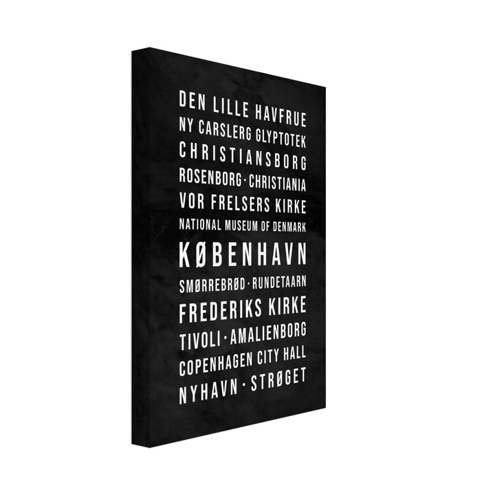 Kopenhagen - Typografie-Wandbild - Leinwand Schwarzgrau Marmoroptik
