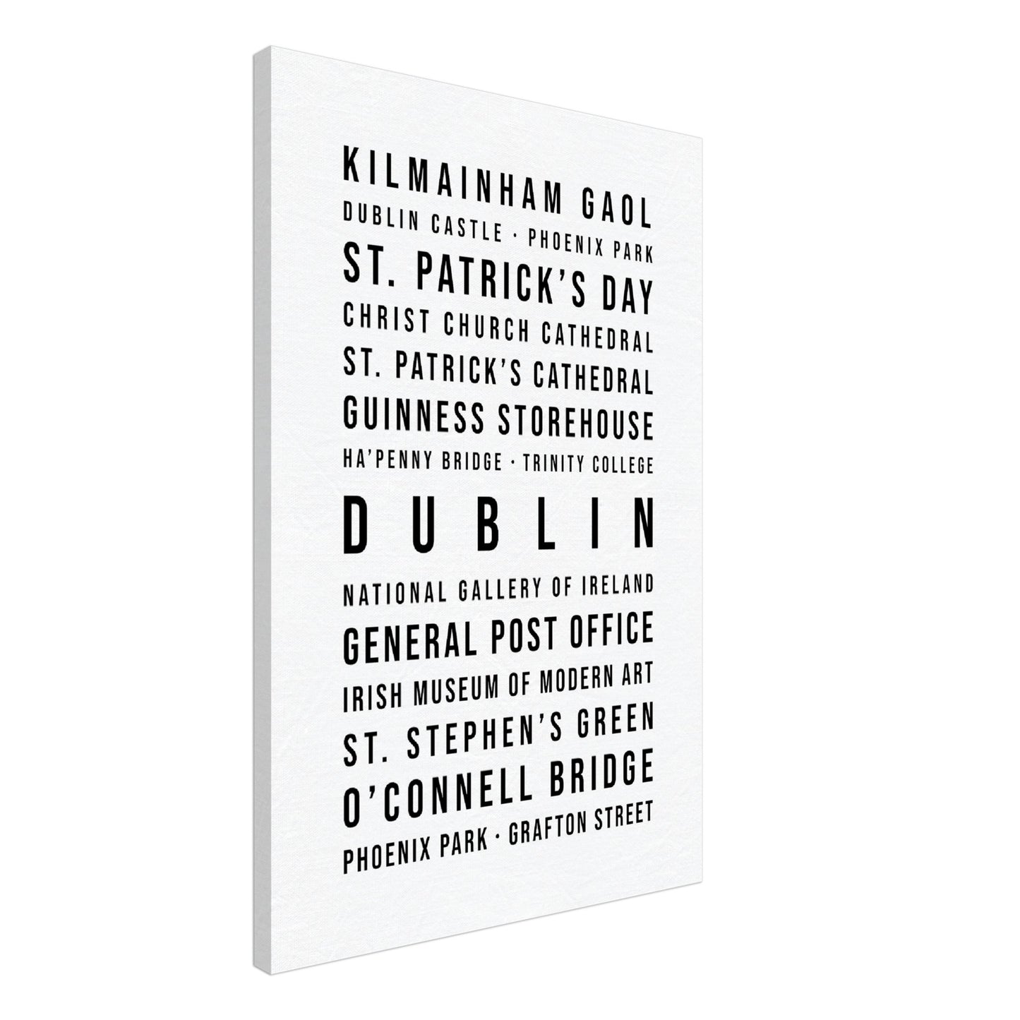 Dublin - Typografie-Wandbild - Leinwand Weiss Neutral