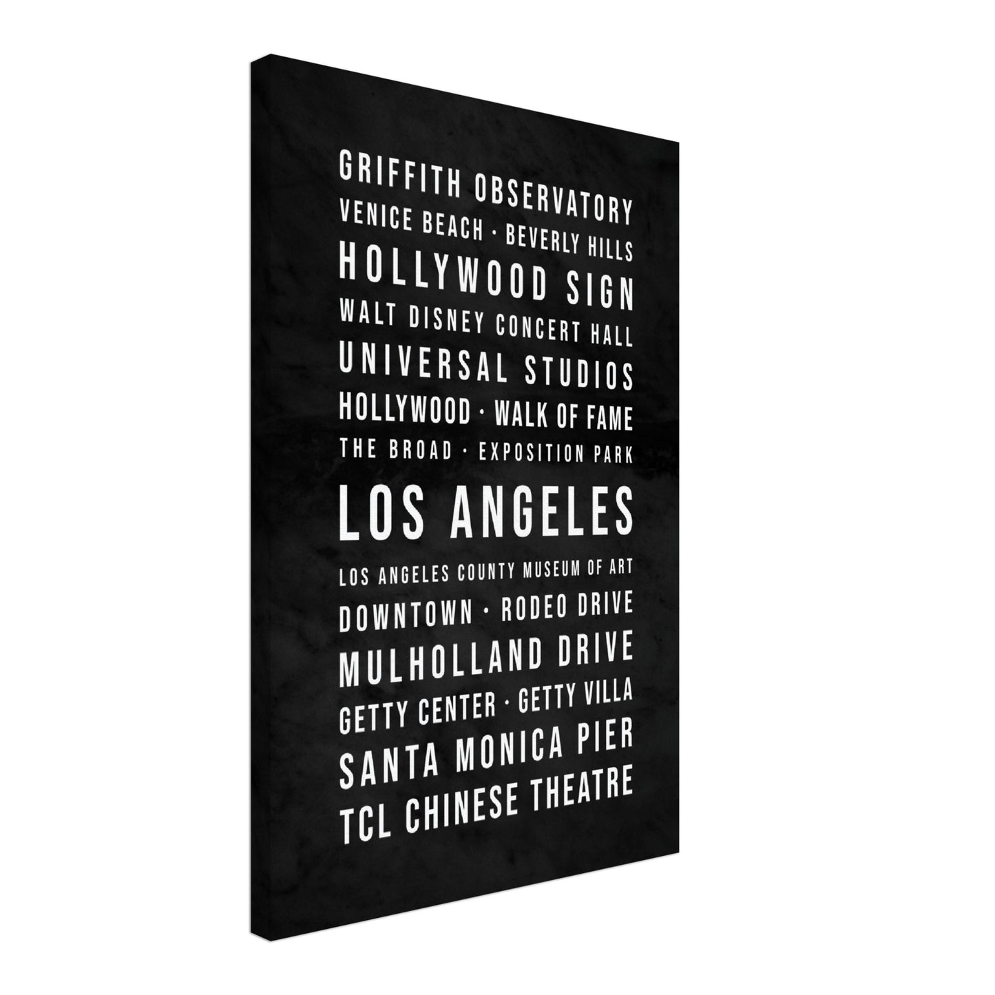 Los Angeles - Typografie-Wandbild - Leinwand Schwarzgrau Marmoroptik