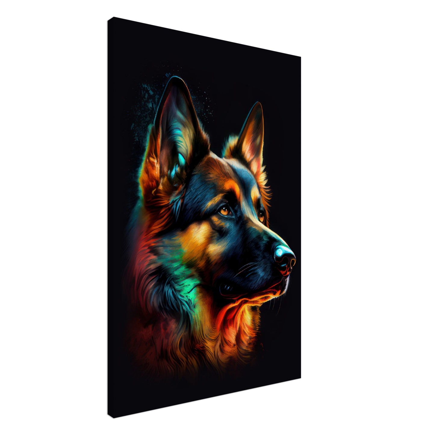 Deutscher Schäferhund Balu - Hunde Wandbild - Dogs Art Leinwand ColorWorld im Hochformat - Hundebilder Hundeportrait Tiere Tierbilder Kunstdruck