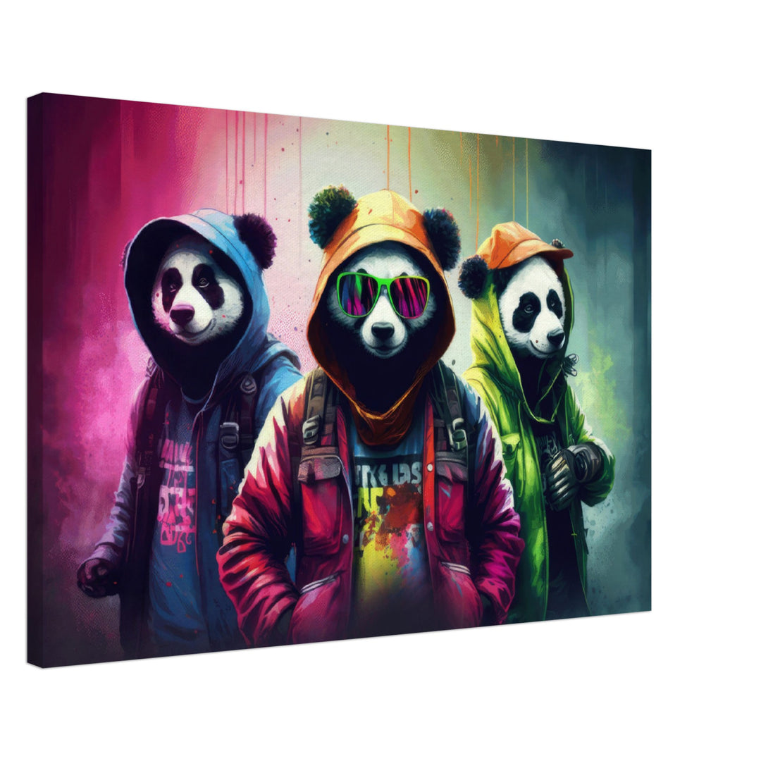 Panda Posse - Panda Wandbild - Crazy Wildlife Leinwand ColorWorld im  Querformat – Inspiring Art | Poster