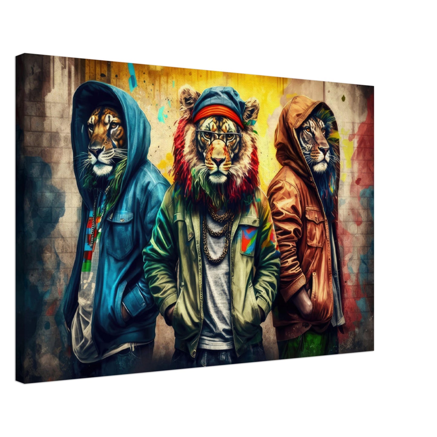 Lion's Pride - Löwen Wandbild - Crazy Wildlife Leinwand ColorWorld im Querformat - Coole Tiere & Animals Kunstdruck