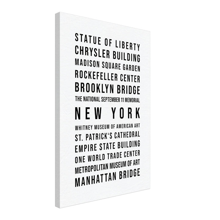 New York - Typografie-Wandbild - Leinwand Weiss Neutral