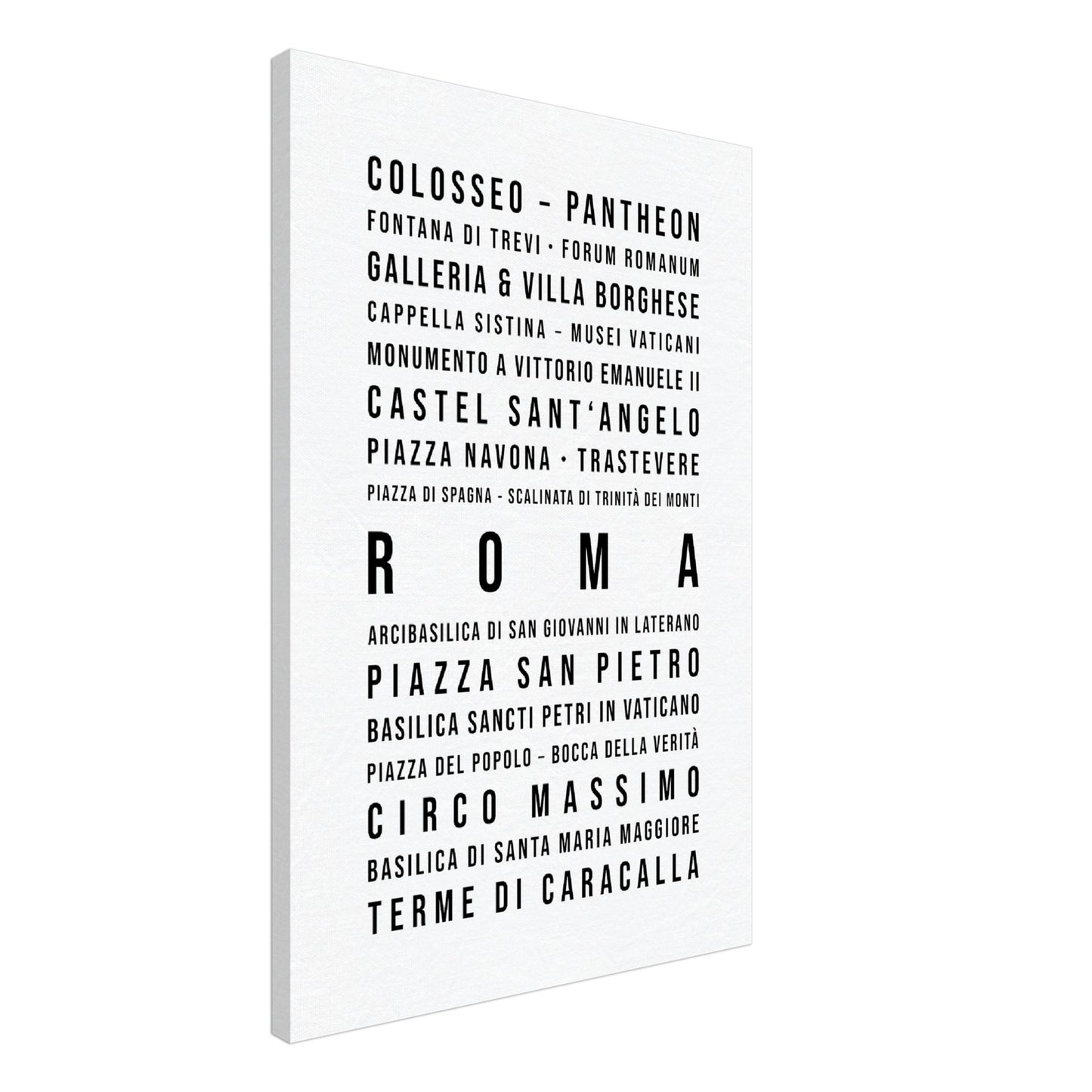 Rom - Typografie-Wandbild - Leinwand Weiss Neutral