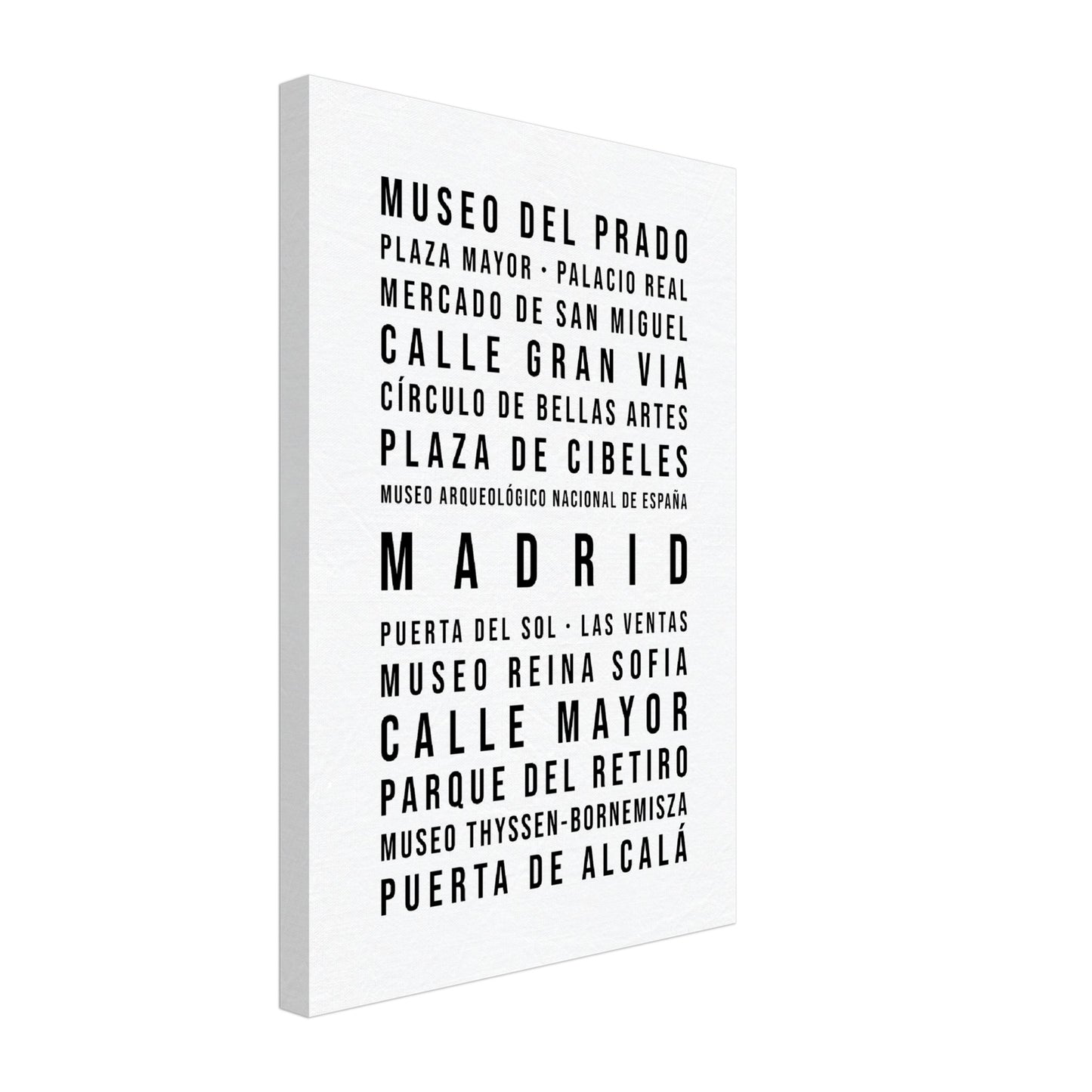 Madrid - Typografie-Wandbild - Leinwand Weiss Neutral