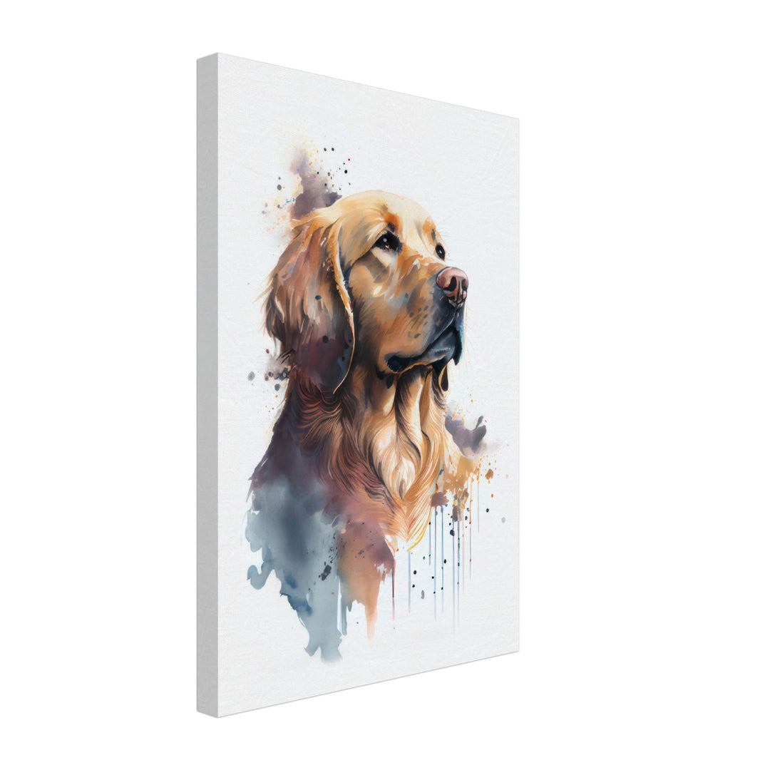 Golden Retriever Bailey - Hunde Wandbild - Dogs Art Leinwand WaterColors im Hochformat - Hundebilder Hundeportrait Tiere Tierbilder Kunstdruck Aquarell