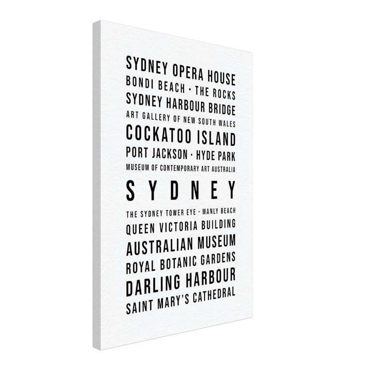 Sydney - Typografie-Wandbild - Leinwand Weiss Neutral