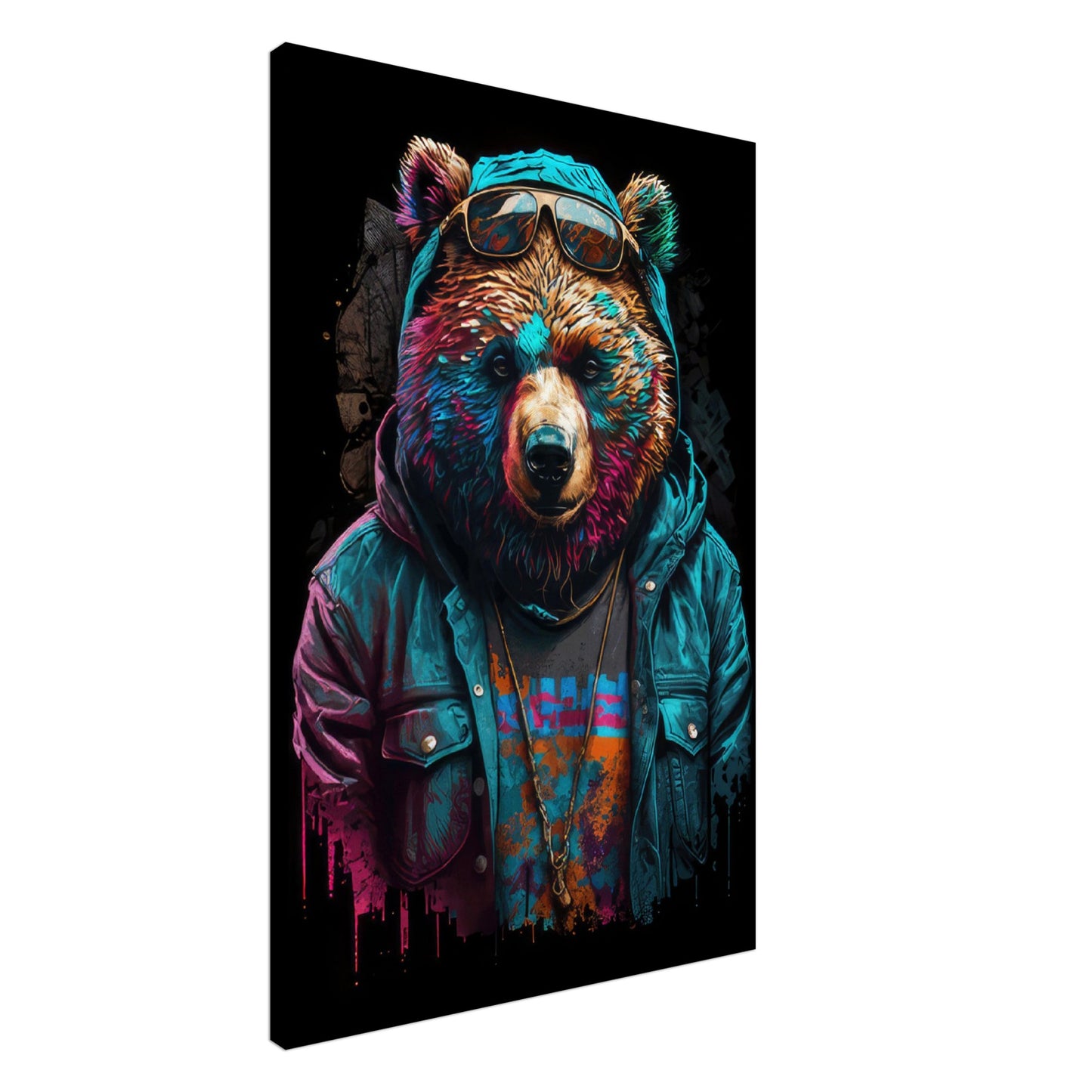 Bearly Believable - Bären Wandbild - Crazy Wildlife Leinwand ColorWorld im Hochformat - Coole Tiere & Animals Kunstdruck