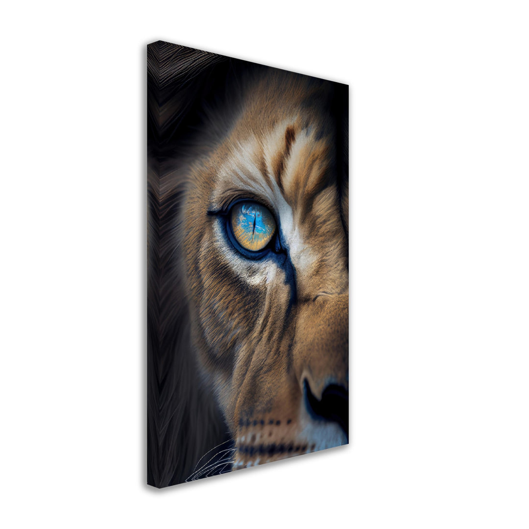 Lion Elegance - Löwen Wandbild - Animals Close Up Leinwand ColorWorld im Hochformat - Coole Tier-Porträts & Animals Kunstdruck