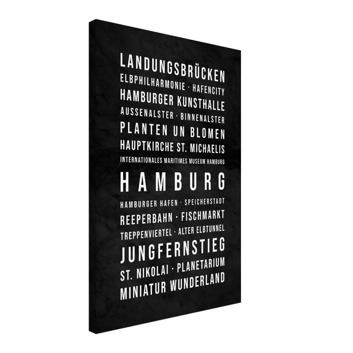 Hamburg - Typografie-Wandbild - Leinwand Schwarzgrau Marmoroptik