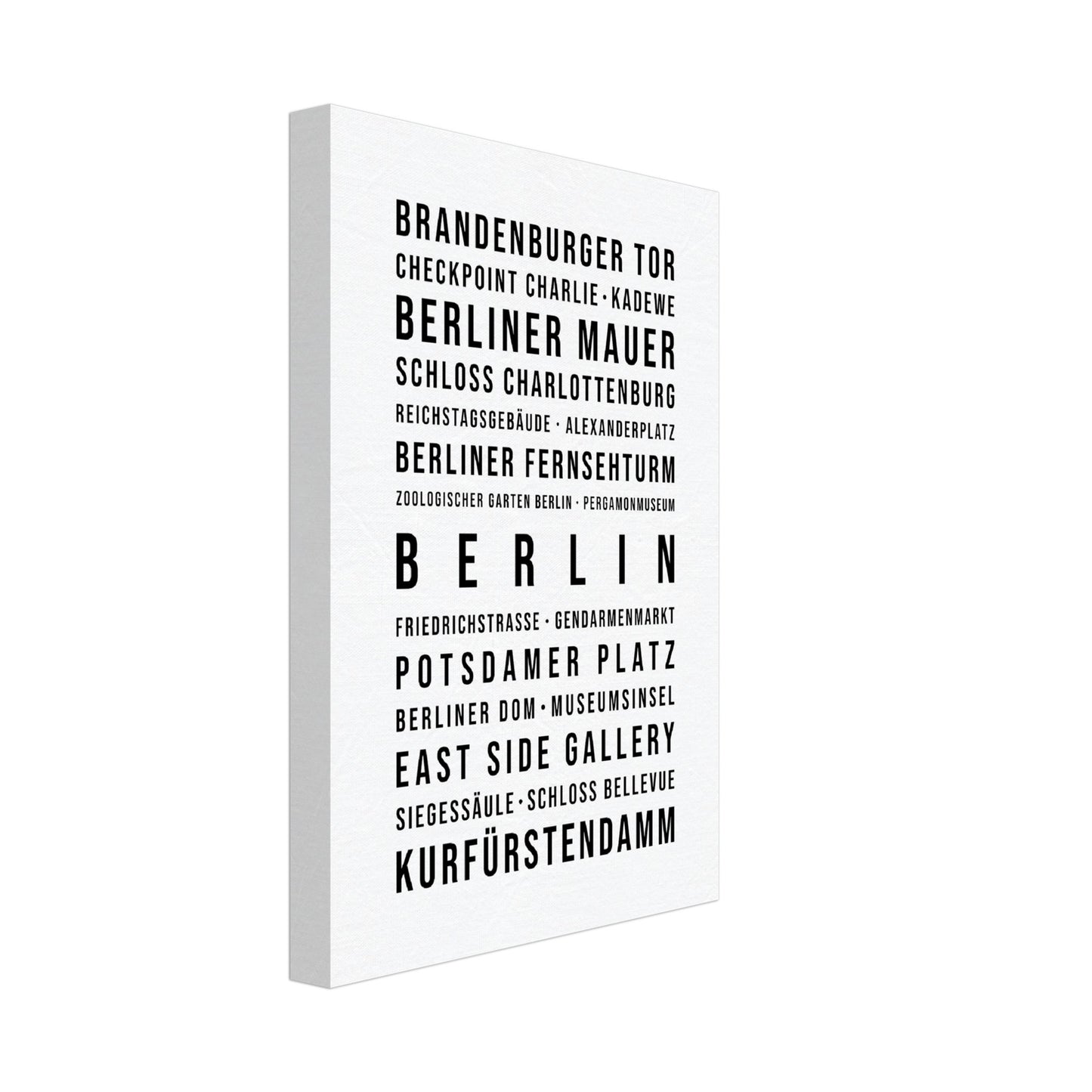 Berlin - Typografie-Wandbild - Leinwand Weiss Neutral