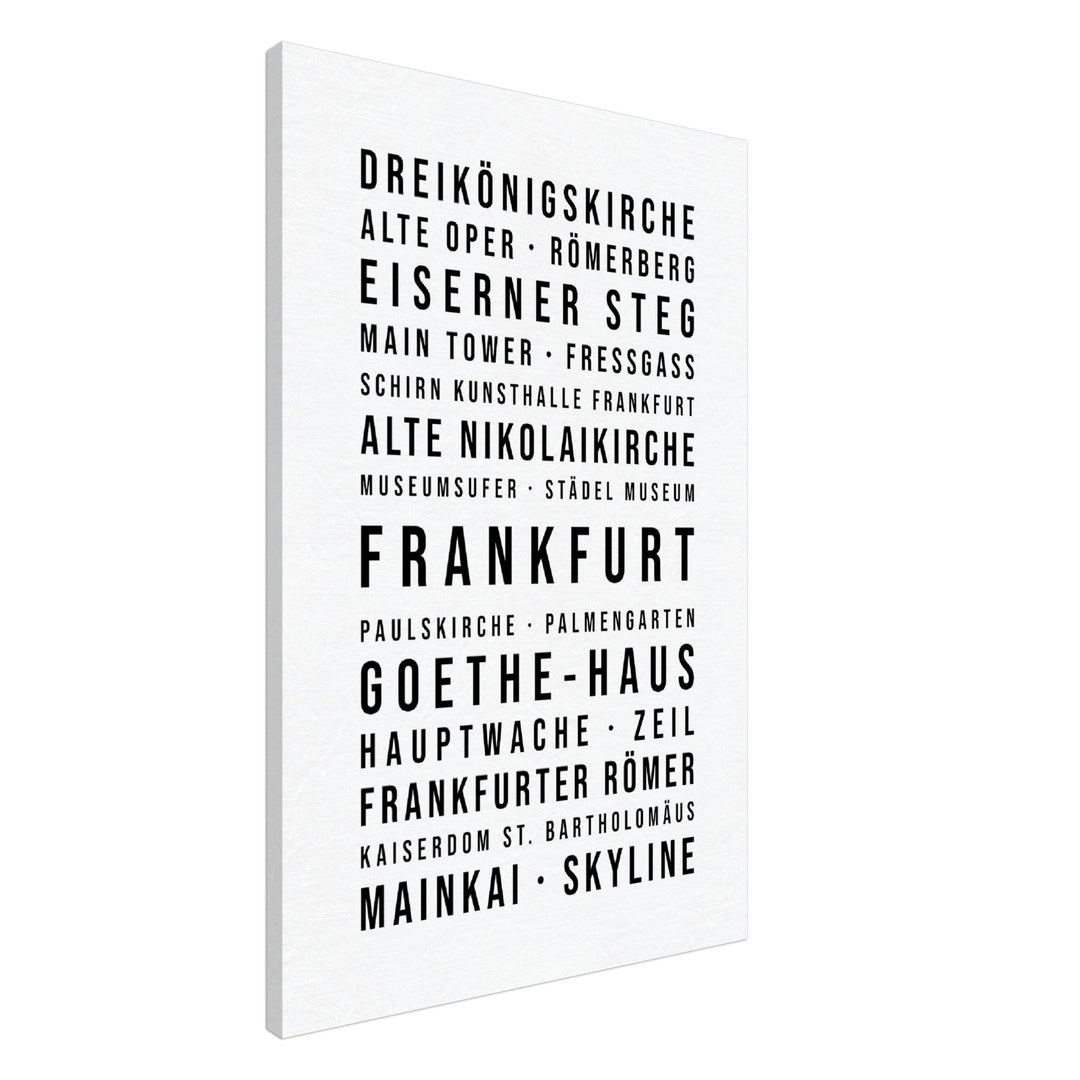 Frankfurt - Typografie-Wandbild - Leinwand Weiss Neutral