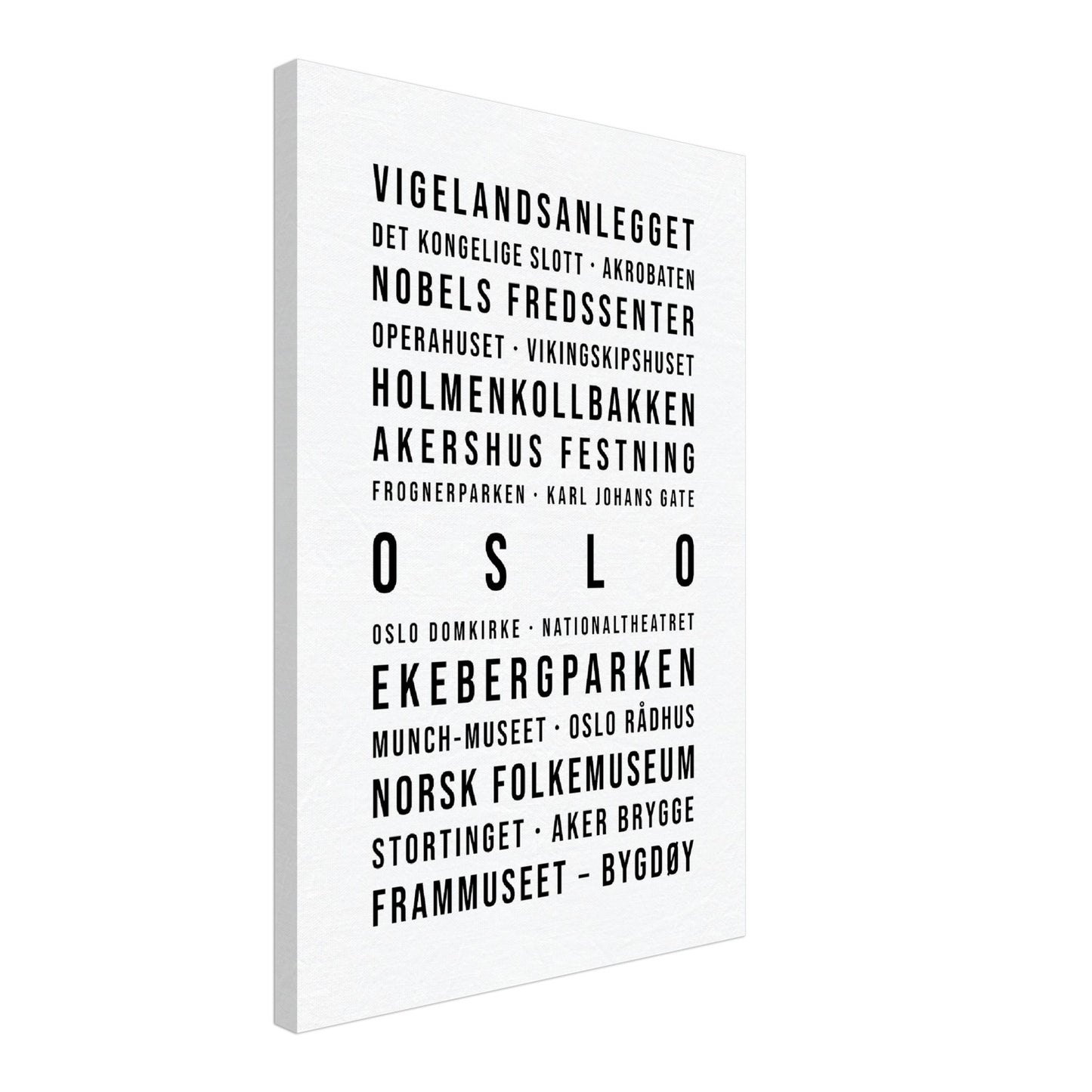 Oslo - Typografie-Wandbild - Leinwand Weiss Neutral